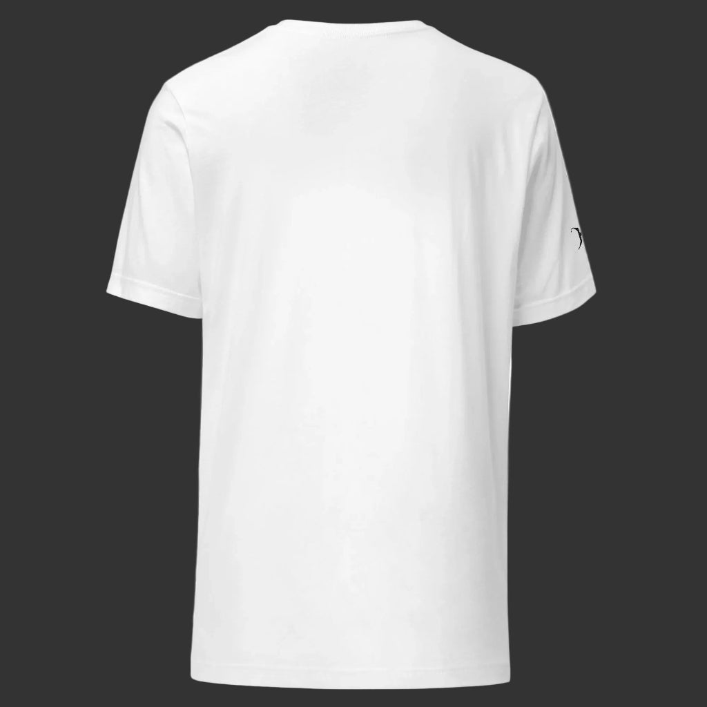 Rückansicht  weißes the five signs t-shirt ohne druck am rücken