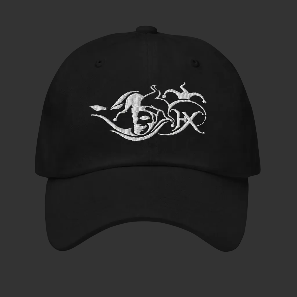 frontansicht The Five Signs Dad Cap Schwarz – Stickerei, Baumwolle  HexJester